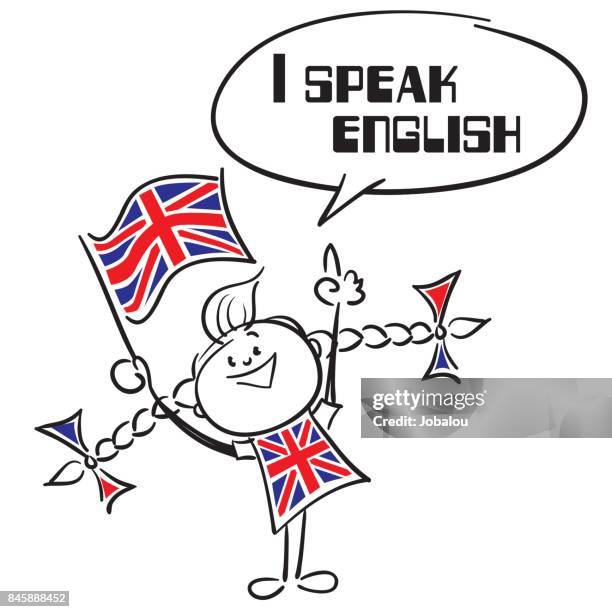 i speak english - plait stock illustrations