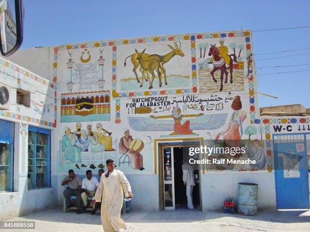 egypt luxor. typical souvenir shop at the west bank. - valley of the queens stock pictures, royalty-free photos & images