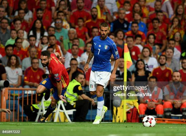 Leonardo Spinazzola of Italy in action during the FIFA 2018 World Cup Qualifier between Spain and Italy at Estadio Santiago Bernabeu on September 2,...