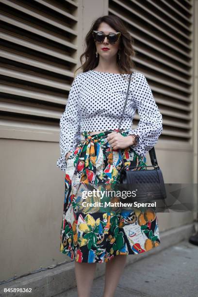 Jessica Moore is seen attending Hakan Akkaya during New York Fashion Week wearing J.Crew, Zara, Adidas on September 11, 2017 in New York City.