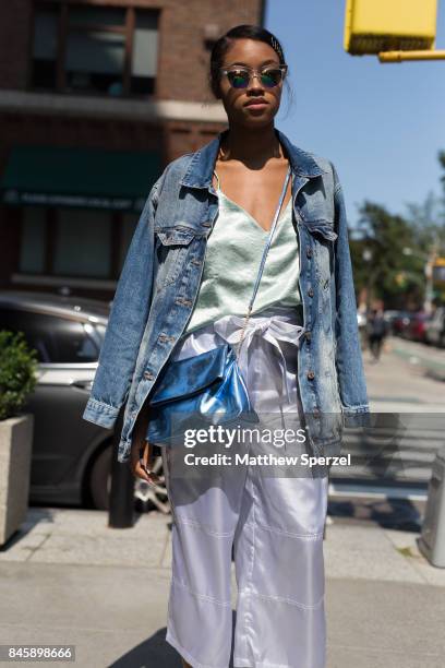 Andresha Debourg is seen attending Hakan Akkaya during New York Fashion Week wearing ASOS, Forever 21 on September 11, 2017 in New York City.