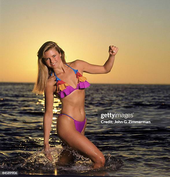 Swimsuit Issue 1981: Model Christie Brinkley poses for the 1981 Sports Illustrated swimsuit issue on January 2, 1981 on Captiva Island, Florida....