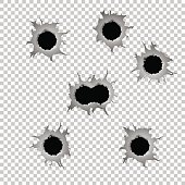 Set of seven bullet holes.