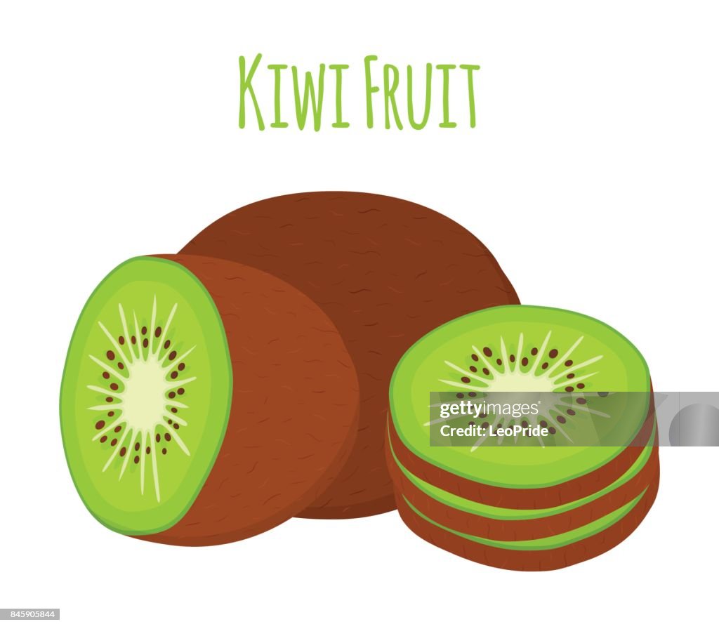 Frutas Tropicales Kiwi Exótico Sistema Dibujos Animados De Estilo Plano  Ilustración De Vector Ilustración de stock - Getty Images