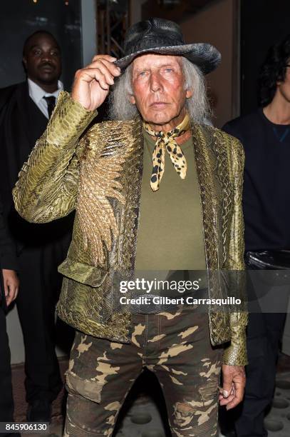 James F. Goldstein is seen leaving the Helmut Lang Seen By Shayne Oliver fashion show during New York Fashion Week on September 11, 2017 in New York...