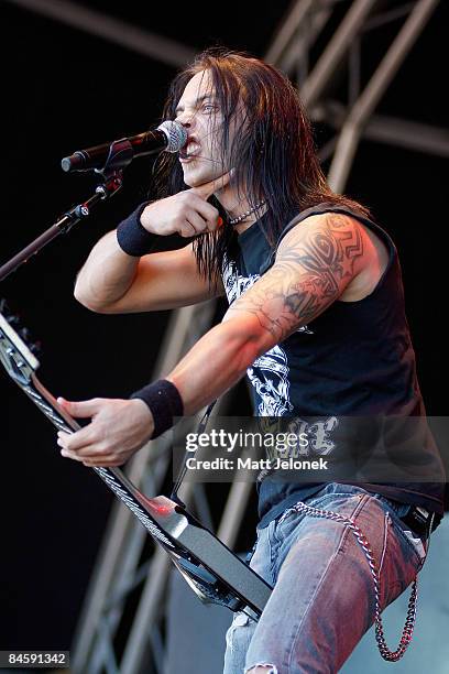 Matthew Tuck of the band Bullet for My Valentine performs on stage during the Big Day Out 2009 at the Claremont Showgrounds on February 1, 2009 in...