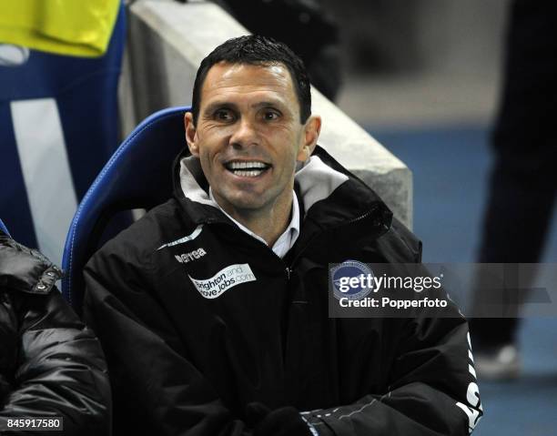 Brighton Manager Gus Poyet during the FA Cup 4th round match between Brighton and Hove Albion and Newcastle United at the AMEX Stadium in Brighton on...