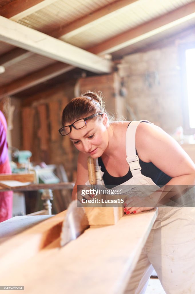 Carpenters sawing