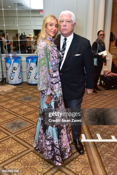 Guest and Dennis Basso attend the Dennis Basso Spring/Summer 2018 Runway Show during New York Fashion Week at The Plaza Hotel on September 11, 2017...