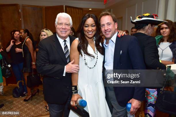 Dennis Basso, E.J. Modo and Michael Cominotto attend the Dennis Basso Spring/Summer 2018 Runway Show during New York Fashion Week at The Plaza Hotel...