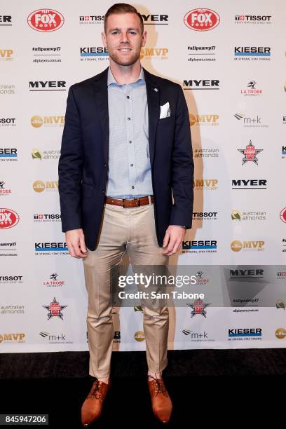 Sam Docherty arrives ahead of the AFL Players' MVP Awards on September 12, 2017 in Melbourne, Australia.