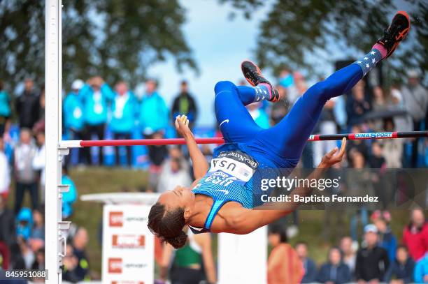 Elizabeth Patterson of USA competes in High Jump during the DecaNation 2017 on September 9, 2017 in Angers, France.