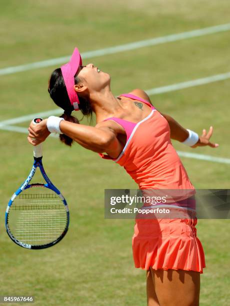 Li Na of China in action against Magdalena Rybarikova of Slovakia during the Final of the AEGON Classic at the Edgbaston Priory Club on June 14, 2009...