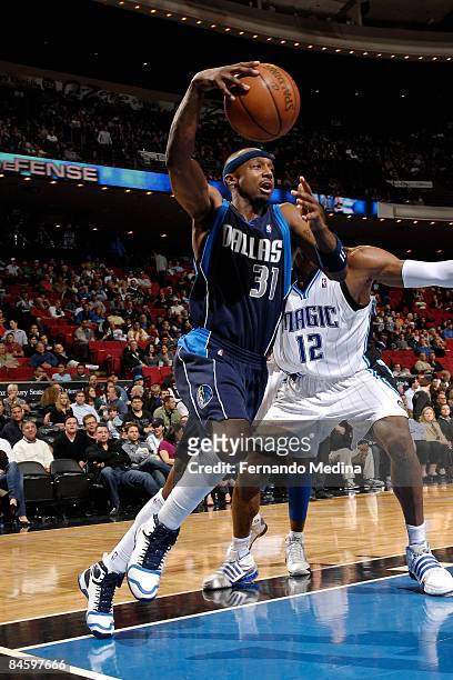 Jason Terry of the Dallas Mavericks moves the ball against the Orlando Magic during the game on February 2, 2009 at Amway Arena in Orlando, Florida....