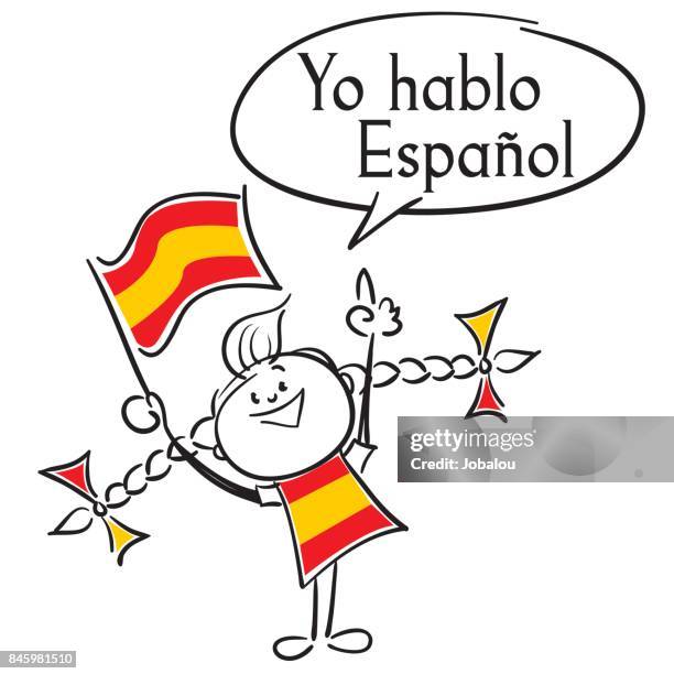 i speak spanish - spanish language stock illustrations