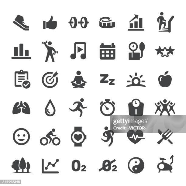 fitness and healthy vector icons - cardiac conduction system stock illustrations stock illustrations