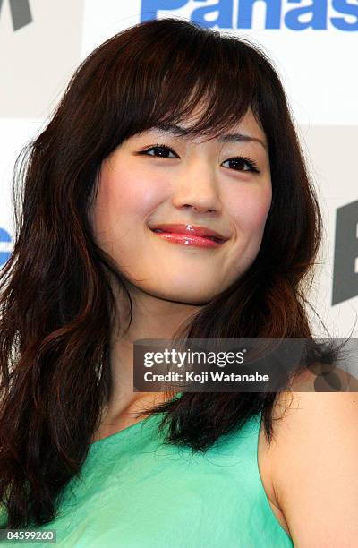 Actress Ayase Haruka attends Panasonic's new TVs press conference at the Tokyo International Forum on February 3, 2009 in Tokyo, Japan. Panasonic...