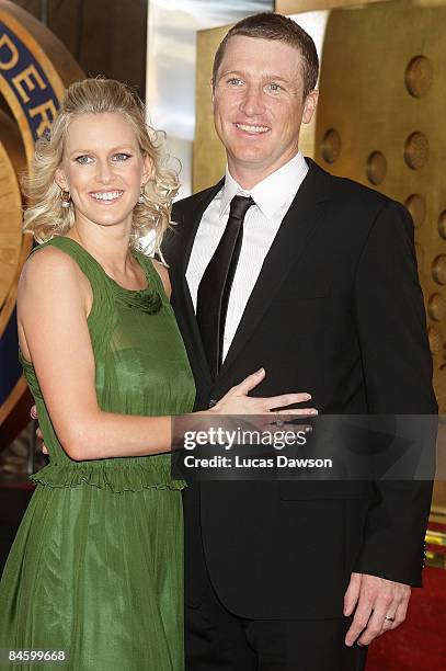 Brad Haddin and wife Karina Haddin arrive at the 2009 Allan Border Medal at the Crown Casino February 3, 2009 in Melbourne, Australia.