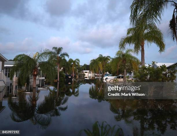 Neighborhood remains flooded by Hurricane Irma on September 12, 2017 in Bonita Springs, Florida. On Sunday Hurricane Irma hit Florida's west coast...