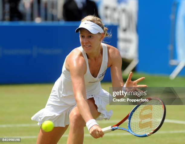 Alison Riske of the USA in action against Maria Sharapova of Russia in their Women's Singles semi final match during the AEGON Classic Tennis...