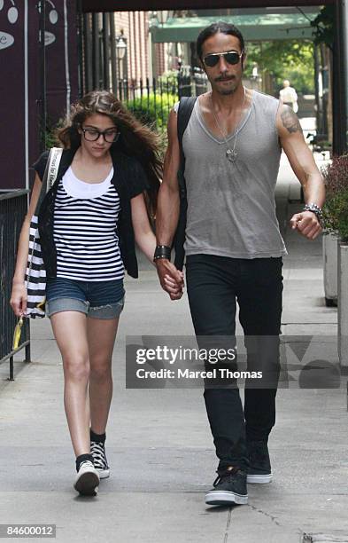 Madonna's daughter Lourdes Leon walks with her father Carlos Leon on the upper west-side of Manhattan on June 30, 2008 in New York City.