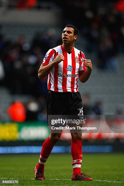 Anton Ferdinand of Sunderland in action during the Barclays Premier League match between Newcastle United and Sunderland at St James Park on...