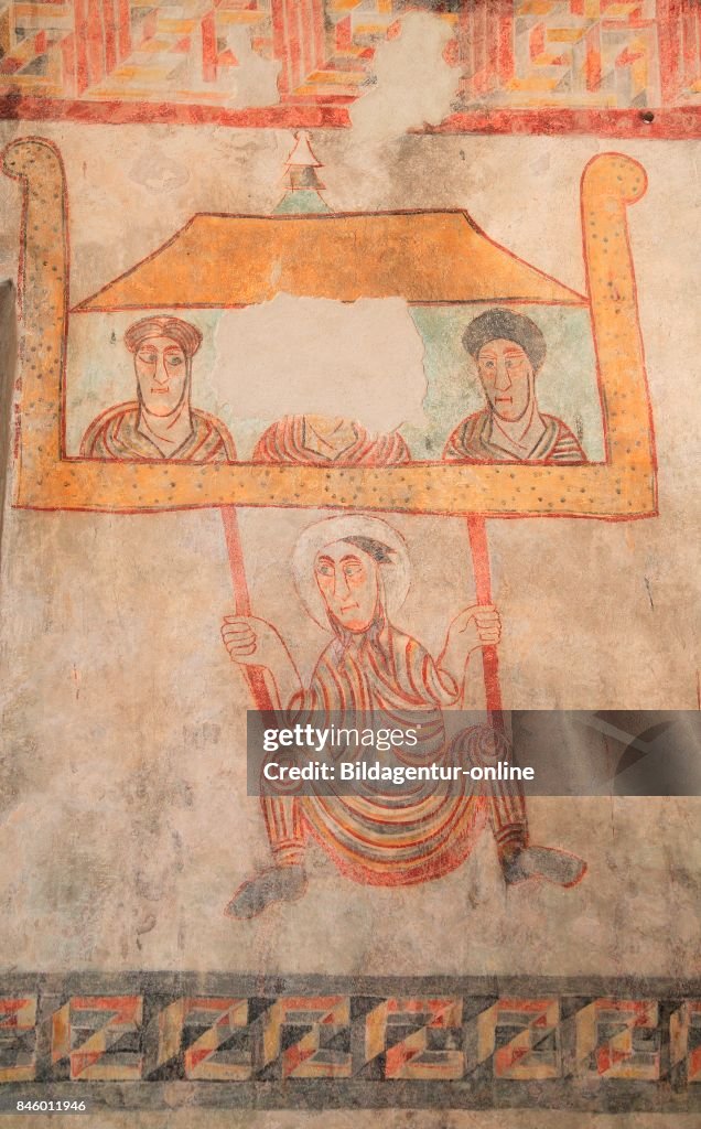 The Oldest Frescoes in the German-speaking Area. Ca 10th Century. St. Prokulus Church In Naturns. Val Venosta. Vinschgau. South Tyrol. Alto Adige. Italy