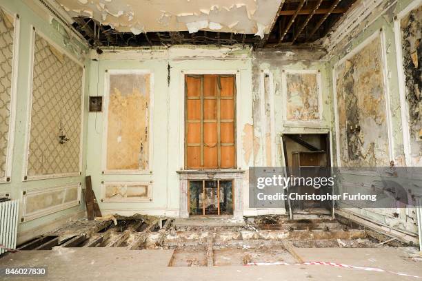 General view of one of the rooms at the derelict Hopwood Hall which US film actor Hopwood DePree XIV hopes to restore to its former glory on...