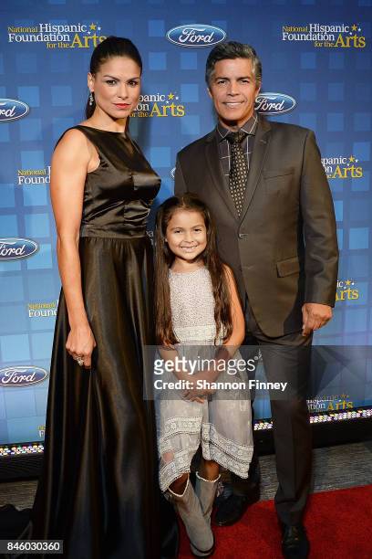 Actor Esai Morales with his wife, Elvimar, and their daughter Mariana, attend the National Hispanic Foundation for the Arts 2017 Noche de Gala at The...
