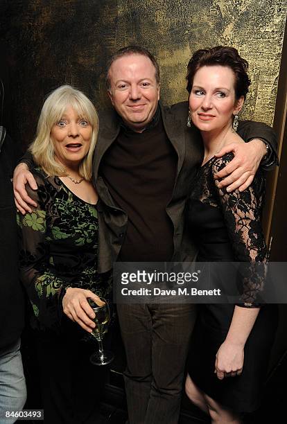 Alison Steadman, Christopher Luscombe and Josie Walker attend the opening night after party for Alan Bennett's play 'Enjoy' at Teatro's in...