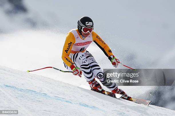 Gina Stechert of Germany competes during the Women's Super G event held on the Face de Solaise course on February 3, 2009 in Val d'Isere, France.
