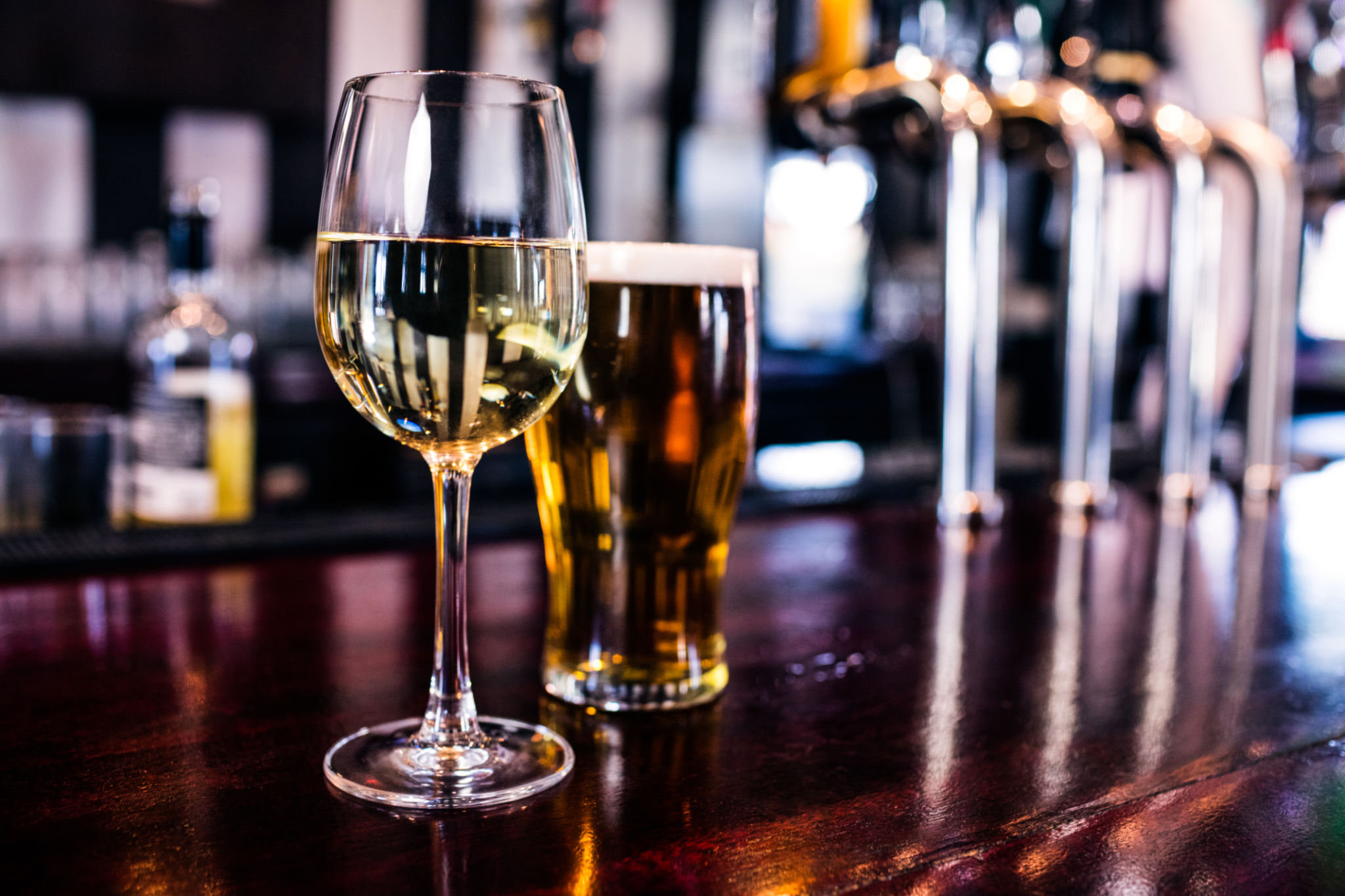 bar counter beverages