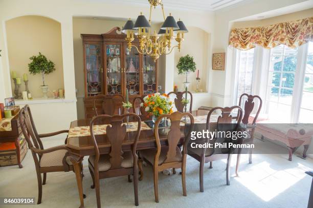 Actor Ernie Hudson's home is photographed for Closer Weekly Magazine on July 5, 2017 in Minnesota. Dining room. PUBLISHED IMAGE.