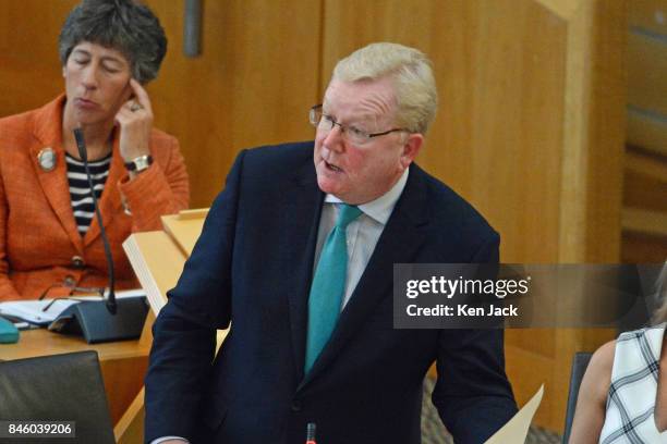 Scottish Conservative deputy leader Jackson Carlaw responds to a statement by Scotland's Brexit Minister Michael Russell in the Scottish Parliament...