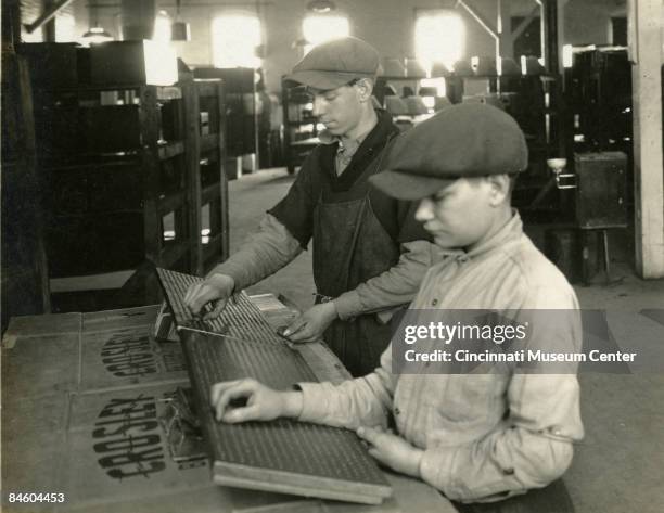 Young workers sort Musicone parts at the Crosley Manufacturing plant in Cincinnati, Ohio, ca.1920s. The Musicone was an early cone-type of speaker.