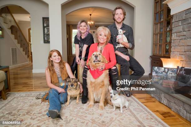 Country singer Tanya Tucker and children Layla, Presley and Beau are photographed with their dogs for Closer Weekly Magazine on July 18, 2017 at home...