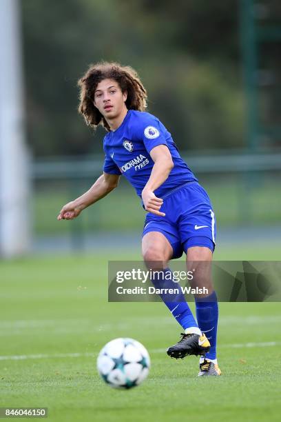 Ethan Ampadu of Chelsea U19's during the UEFA Youth Champions League group C match between Chelsea FC and Qarabag FK at Chelsea Training Ground on...