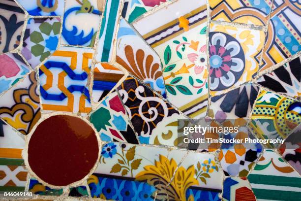 mosaic tiles - park guell stock pictures, royalty-free photos & images