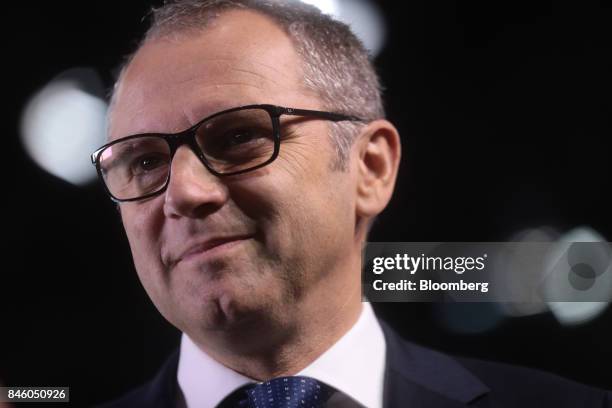 Stefano Domenicali, chief executive officer of Automobili Lamborghini SpA, pauses during a Bloomberg Television interview on the first media preview...