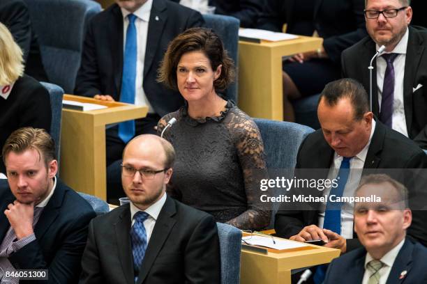 Anna Kinberg Batra, leader of the Moderate Party, attends the opening of the Parliamentary session on September 12, 2017 in Stockholm, Sweden.