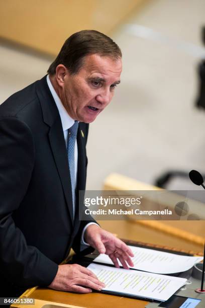 Sweden's prime minister Stefan Lofven attends the opening of the Parliamentary session on September 12, 2017 in Stockholm, Sweden.