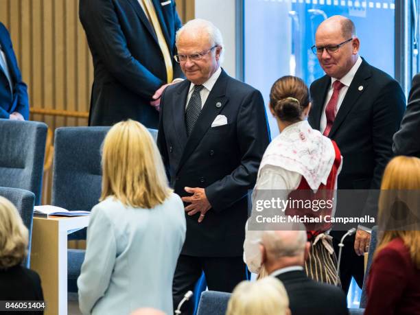 King Carl XVI Gustaf of Sweden attends the opening of the Parliamentary session on September 12, 2017 in Stockholm, Sweden.