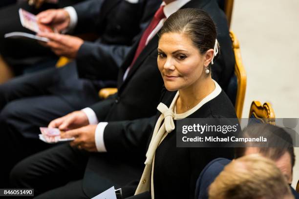 Princess Victoria of Sweden attends the opening of the Parliamentary session on September 12, 2017 in Stockholm, Sweden.