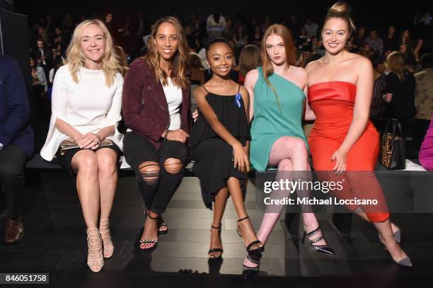 Miranda Bay Jones, Madison Keys, Skai Jackson, Larsen Thompson, and Iskra Lawrence attend the Badgley Mischka -fashion show during September 2017 -...