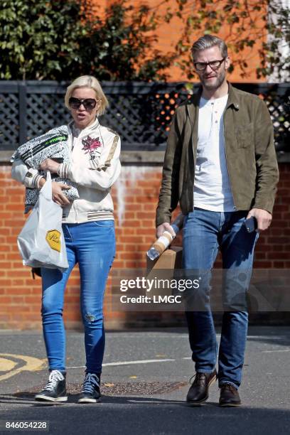 Denise Van Outen and Eddie Boxshall seen out shopping together in Hampstead on September 12, 2017 in London, England.