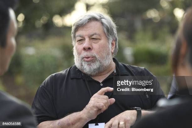 Steve Wozniak, co-founder of Apple Inc., arrives for an event at the Steve Jobs Theater in Cupertino, California, U.S., on Tuesday, Sept. 12, 2017....