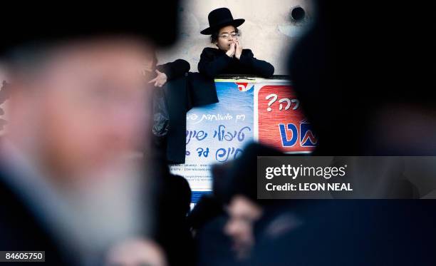 Young ultra-Orthodox Jewish boy attends a religious Hasidic wedding celebration in the heart of Jerusalem on February 3, 2009. The Hasidic sect is a...