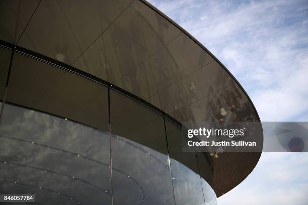 View of the Steve Jobs Theatre at Apple Park on September 12, 2017 in Cupertino, California. Apple is holding their first special event at the new...
