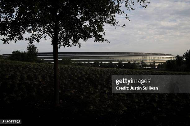 View of Apple Park on September 12, 2017 in Cupertino, California. Apple is holding their first special event at the new Apple Park campus where they...