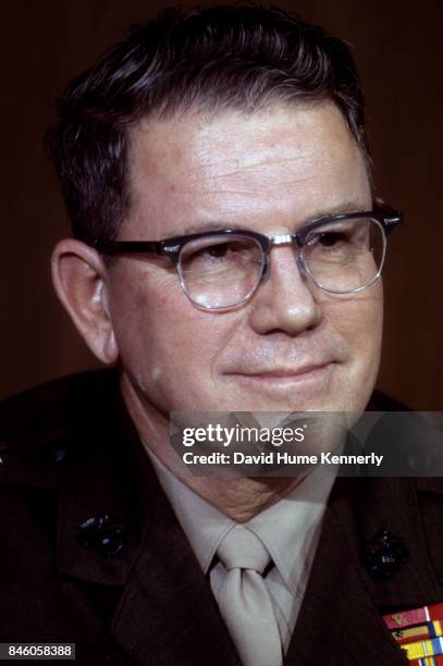 Portrait of American military commander and Commandant of the Marine Corps General Robert E Cushman Jr , Washington DC, September 24, 1973.